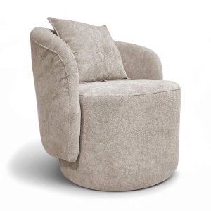 Poltrona Decorativa para Sala Quarto Aisha Orgânica - Élpis Móveis - Boucle Bege