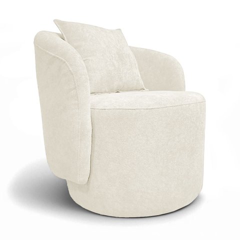 Poltrona Decorativa para Sala Quarto Aisha Orgânica - Élpis Móveis - Boucle Bege