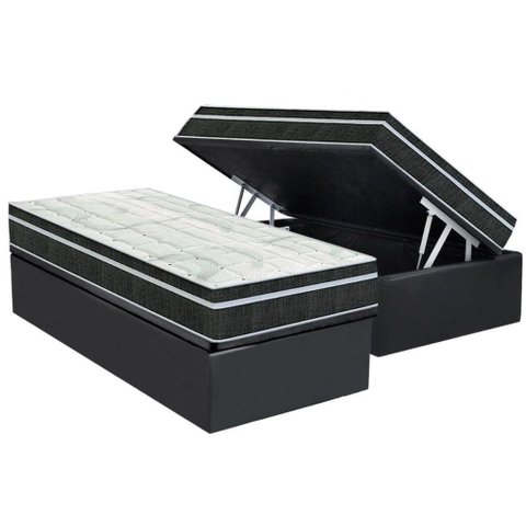Conjunto Box Baú Solteiro: Colchão Molas Orthoflex Bonnel Venezia + Base Crc Suede Gray(88x188)
