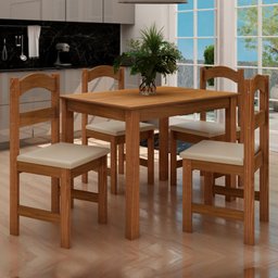 Mesa com 4 Cadeiras Pés Madeira Praiana Arauna - 2
