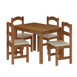 Mesa com 4 Cadeiras Pés Madeira Praiana Arauna - 1