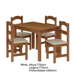 Mesa com 4 Cadeiras Pés Madeira Praiana Arauna - 4