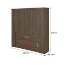 Ver imagem 4 de Guarda Roupa Solteiro 6 Portas com Escrivaninha e Painel de TV 55 Polegadas Vega Legno Carraro