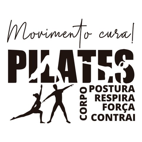 Kit de Adesivos Studio Pilates Frase Movimento Cura Silhuetas Fisioterapeuta