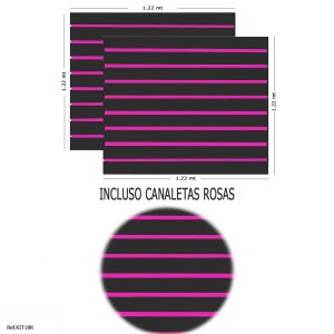 2 Paineis Canaletado Preto - 1,22 X 1,22 + Canaletas Rosas