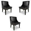 Ver imagem 1 de Kit 3 Cadeiras Decorativas Sala de Jantar Base Fixa de Madeira Firenze PU Preto Brilho G19 - Gran Be