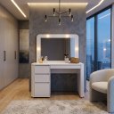 Ver mais imagens de Penteadeira Camarim Luxo Espelho e 3 Gavetas Organizadoras Design Moderno Maquiagem PE2025 Branco
