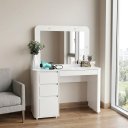 Ver imagem 1 de Penteadeira Camarim Luxo Espelho e 3 Gavetas Organizadoras Design Moderno Maquiagem PE2025 Branco