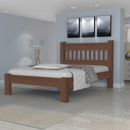 Cama de Casal Luxo de Madeira Maciça Cedro Tauari Cor Tabaco - 2