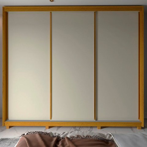 Guarda-roupa Casal 3 Portas com Pés 100% Mdf Platinum