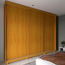 Ver imagem 4 de Guarda-Roupa Casal 3 Portas com Pés 100% MDF Platinum Marrom/Marrome/Off White