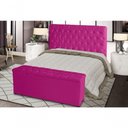 Ver imagem 2 de Kit de Quarto Cabeceira de Cama Box e Calçadeira Baú Estrela King 195 Cm Suede Botão Strass Rosa