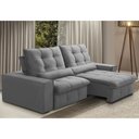 Ver imagem 1 de Sofá Retrátil Reclinável para Sala 3 Lugares 250cm Curie F04 Veludo Cinza Claro - Lyam Decor