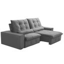 Ver imagem 2 de Sofá Retrátil Reclinável para Sala 3 Lugares 250cm Curie F04 Veludo Cinza Claro - Lyam Decor