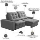 Ver imagem 3 de Sofá Retrátil Reclinável para Sala 3 Lugares 250cm Curie F04 Veludo Cinza Claro - Lyam Decor