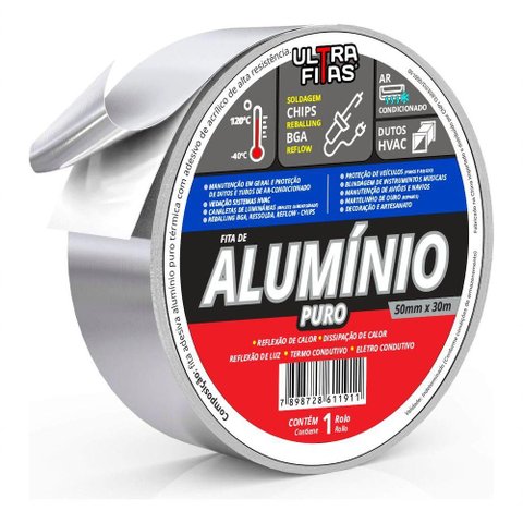 Fita Adesiva Aluminio Puro 50mm X 30 Metros