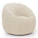 Ver mais imagens de Poltrona Decorativa Concha Giratória com Puff Estilo Abóbora Shell Bouclê Bege - Desk Design