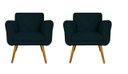 Ver imagem 1 de Conjunto 02 Poltronas Estofadas Para Sala de Estar Isabella Suede Azul Marinho- LM DECOR