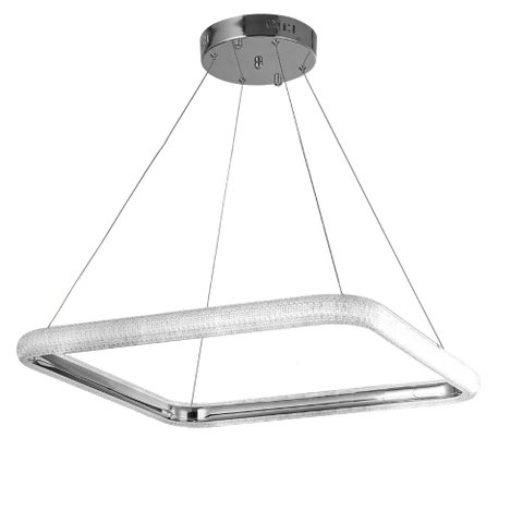 Pendente 1 Módulo Lygus Quadrado Cristal Prata LED 48W 3000K Bivolt DS8268 Delis