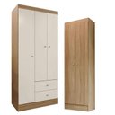 Ver imagem 1 de Guarda Roupa Solteiro Versa 3 Portas Freijó Off White Fosco com Armário Multiuso Aura Freijó Fosco-