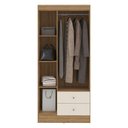 Ver imagem 4 de Guarda Roupa Solteiro Versa 3 Portas Freijó Off White Fosco com Armário Multiuso Aura Freijó Fosco-