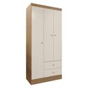 Ver imagem 2 de Guarda Roupa Solteiro Versa 3 Portas Freijó Off White Fosco com Armário Multiuso Aura Freijó Fosco-