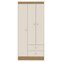 Ver imagem 3 de Guarda Roupa Solteiro Versa 3 Portas Freijó Off White Fosco com Armário Multiuso Aura Freijó Fosco-