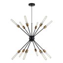 Ver imagem 1 de Lustre Pendente Sputnik Preto e Dourado para 12 Lâmpadas Moderno Luxo Inl71