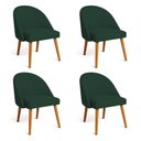 Ver imagem 1 de Kit 04 Cadeiras Poltrona de Jantar Luna Suede Pés Palito Castanho - Pallazio Verde