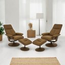 Ver imagem 1 de Kit 2 Poltronas de Massagem Arizona Giratória com Apoio de Pés e Reclinável Pu Caramelo G56 - Gran B