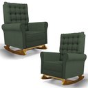 Ver imagem 1 de Kit 02 Poltronas de Amamentação e Descanso Base Madeira Balanço Brenda G05 Linho Verde - Mpozenato