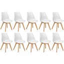 Ver imagem 1 de Conjunto 10 Cadeiras de Jantar Eames Wood Leda Design Estofada - Branco