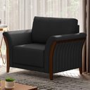 Ver imagem 3 de Kit 2 Poltronas Decorativas Sala de Estar 102cm Pés Madeira Roya M22 Pu Preto - Mpozenato