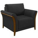Ver mais imagens de Kit 2 Poltronas Decorativas Sala de Estar 102cm Pés Madeira Roya M22 Pu Preto - Mpozenato