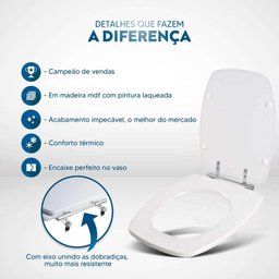 Tampa de Vaso Sanitário Valentina Cinza Escuro para Louça Santamarina - 5
