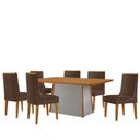 Ver imagem 2 de Mesa de Jantar Diane 180cm Tampo MDF Lam 6 Cadeiras Lisboa Moderna Veludo Marrom Naturale Off White
