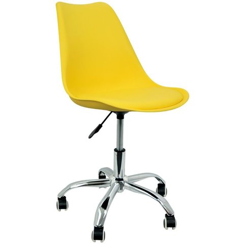 Cadeira de Escritório Eames Leda com Assento Pu Giratória:amarelo Amarelo