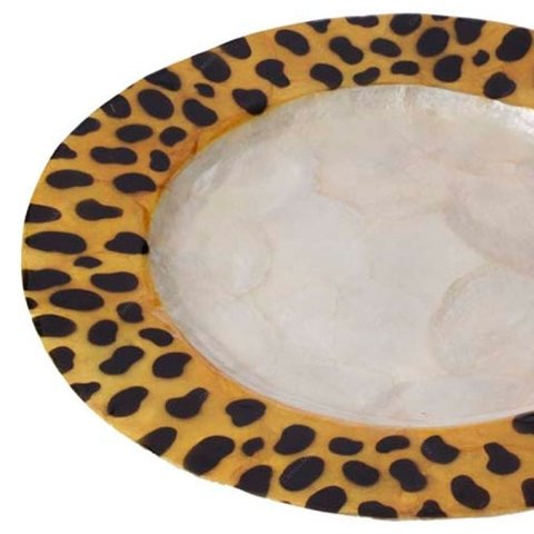Sousplat com Estampa de Leão em Madrepérola - 33x 2 cm
