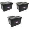 Caixa Organizadora Multiuso Plástica 20 Litros Kit 3 Peças:preto - 1
