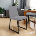 Ver imagem 3 de Kit 06 Cadeiras Para Sala De Jantar Base Aço Industrial Preto Dafne L02 Suede Cinza - Lyam Decor