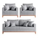 Ver imagem 1 de Kit Sofá 3 Lugares e 2 Poltronas Beny com Base de Madeira Linho