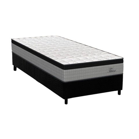 Cama Box Solteiro: Colchão Molas Ensacadas Orthoflex MasterPocket Titan + Base CRC Suede Black(