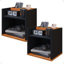 Ver imagem 1 de Kit 2 Mesinhas Decorativas Quarto Mesa de Cabeceira Madri Suspensa Divisória Nicho - Preto/cinamomo