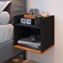 Ver imagem 2 de Kit 2 Mesinhas Decorativas Quarto Mesa de Cabeceira Madri Suspensa Divisória Nicho - Preto/cinamomo