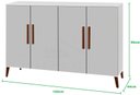 Ver imagem 3 de Aparador Bog. 4 Portas Pés de Madeira Maciça Estilo Buffet Cor Branco Brilho Passe