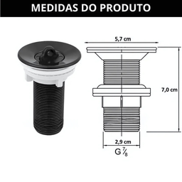 Torneira Banheiro Pia Bancada + Valvula Cuba Abs Preto:preto - 6
