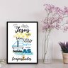 Quadro Se Jesus Está No barco Não Temas A Tempestade 33x24cm - com vidro:Madeira branca - 2