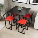 Ver imagem 1 de Conjunto Mesa Preta 4 Cadeiras Pequena Estofado Industrial Black