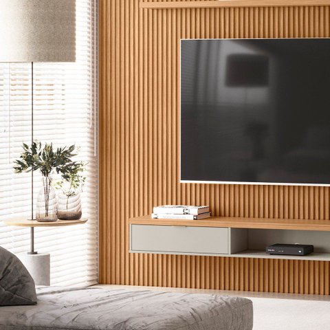 Painel Ripado de Madeira Modulado 1 Peça 39x250cm Prime Plus L06 Nature - Mpozenato