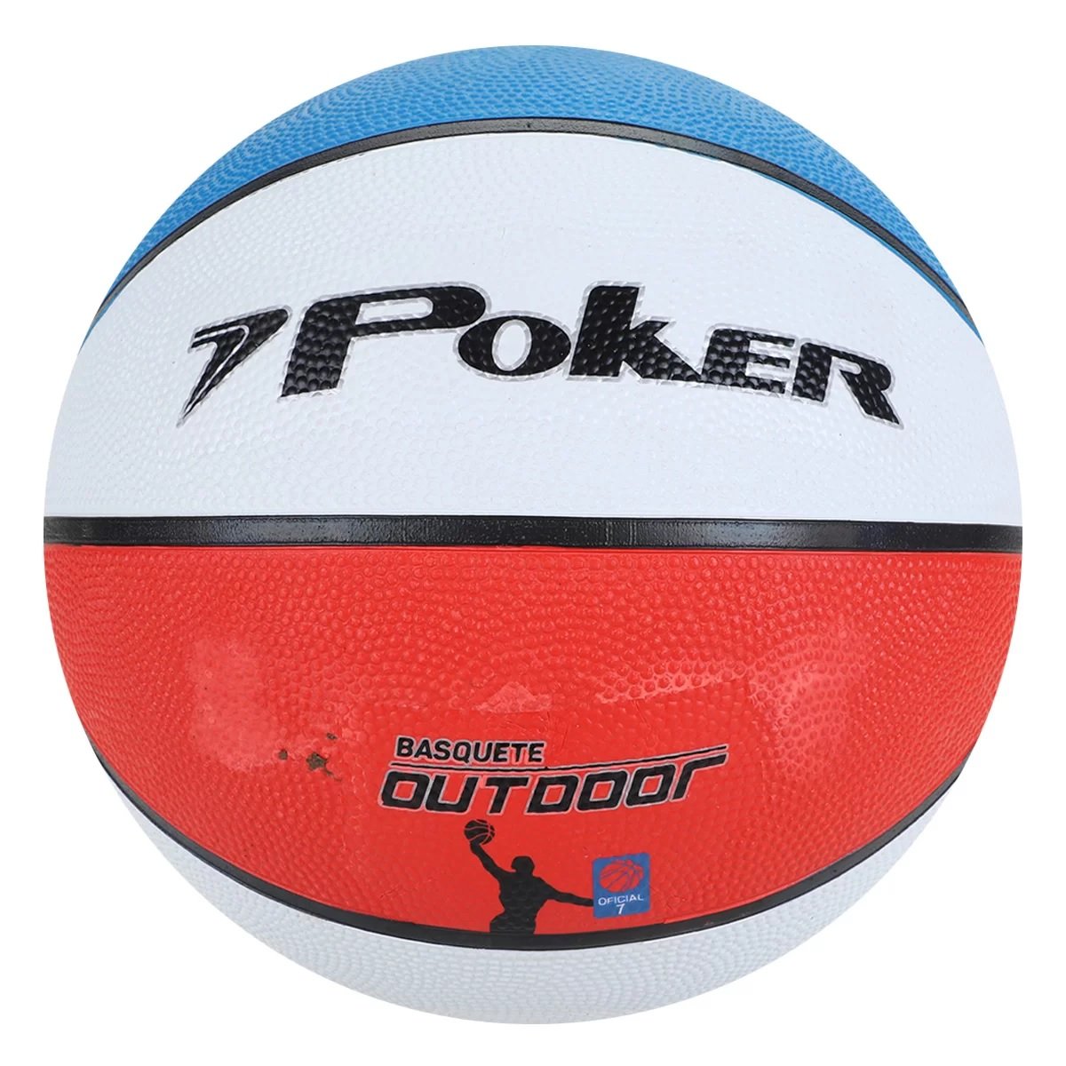 Bola Poker Basquete Outdoor 7 - Branco e Azul - 1